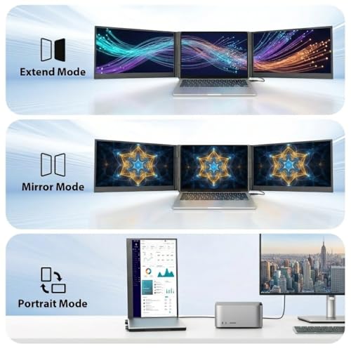 Image of APILDELLA 15.6 inch Triple Laptop Screen Extender One Cable, 1080P FHD Portable Dual Monitor, Ultra-Slim Travel Monitor Extender for Triple Display on Mac /Windows, Fits 13 inch-17.3 inch Laptops（Driver Required）