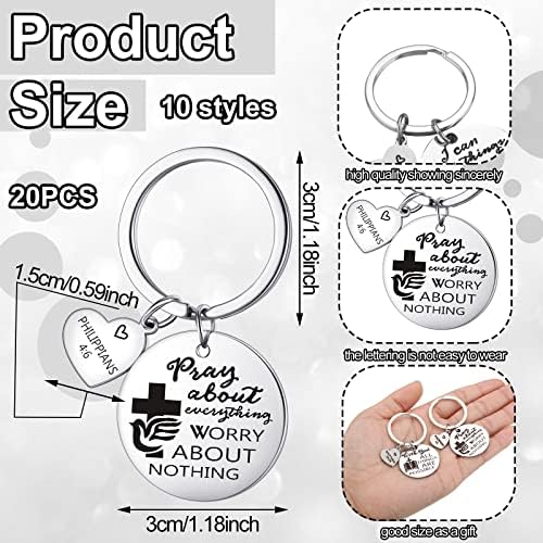 Sinmoe 20 Pieces Christian Keychains for Women Bible Verse Keychain