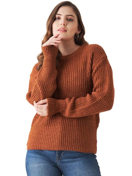 Image of Modeve Solid Round Neck Casual Women Sweater||Winterwear||