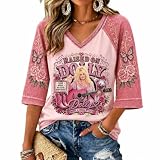 Dolly Shirt, RIP Legend Parton 3/4 Sleeve Memorial Tops, Country Music Queen Tribute Retro Tshirt, Raised ON Dolly Merch Costume D-Light Pink XL
