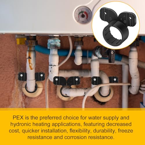 Image of Briwooody 50 Pack 1 Inch Pex Suspension Pipe Clamps Tubing Supports for Pex, Copper, CPVC Pipe, Butterfly Style(Black)
