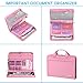 ENGPOW Accordion File Organizer,Fireproof Expanding File Folder with Multi Pockets,13 Pockets Document Organizer with Handle & Labels,Portable Home Travel Safe Storage Folder for Letter A4 Files,Pink