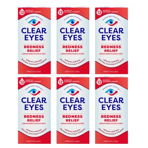 Clear Eyes Redness Relief Sterile Eye Drops - 0.5 Oz (Pack of 6)