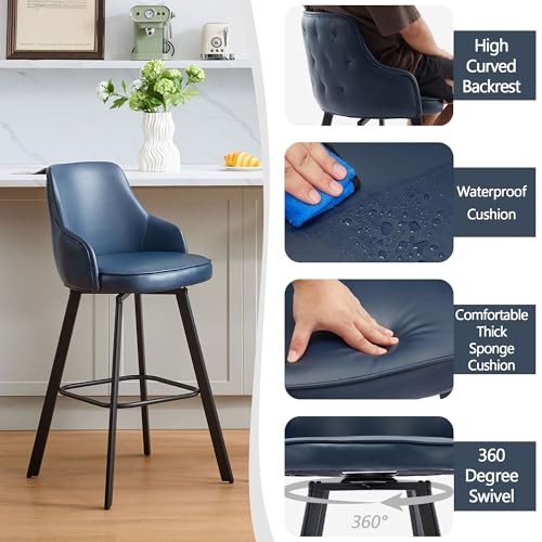 Image of Bar Stools Bar Height Set of 4, 30 inch Stools with Back for Kitchen Island