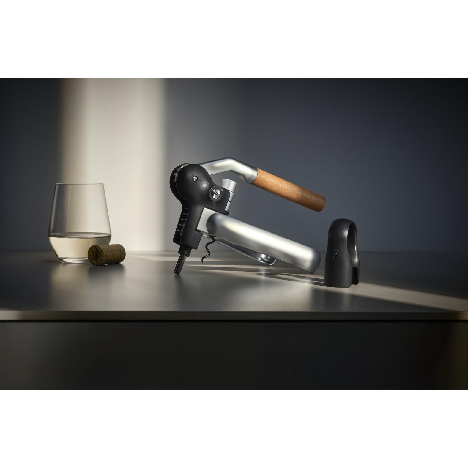 WMF Baric Tire-bouchon à levier pour vin 19 x 11 x 15 cm, tire-bouchon avec coupe-capsule, ouvre-bouteille professionnel pour vin et prosecco, ouvre-bouteille sans effort