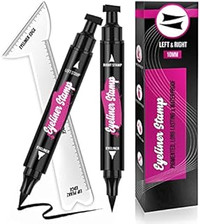 Cilrofelr Eyeliner Stamp Wingliner, 2 Easy Winged Eyeliner Stamps to Create Perfect Cat Eye, Long Lasting, Waterproof & Smudge proof Liquid Eyeliner Pens (10 mm, Black)