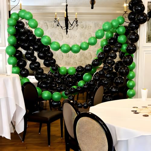 Image of Black Green Link Balloons,120Pcs 6Inch Black and Green Latex Linking Balloons for Birthday Baby Shower Wedding Anniversary Graduation Party Decorations