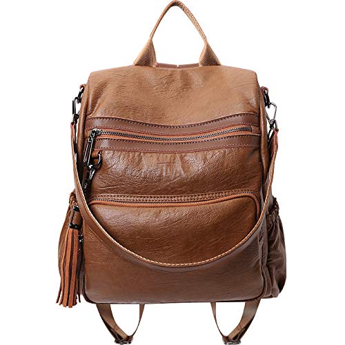 Mochila Femenina de Cuero Suave antirrobo de Gran Capacidad Casual versión
