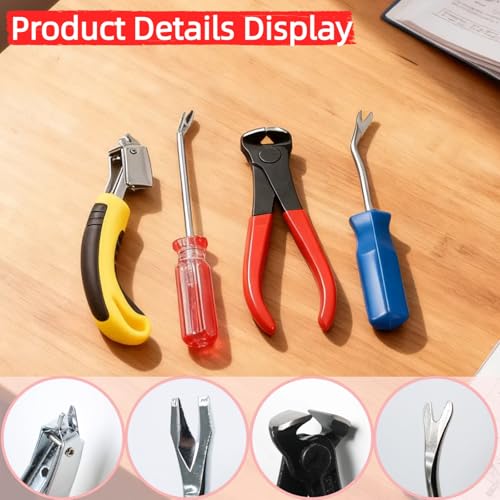 4 Pcs Staple & Nail Puller Tool Kit – Upholstery Staple Remover, Tack Lifter, Nail Puller Pliers & Fastener Remover for Furniture, Floor, Wall, Wood, Car, Photo Frame - Image 5