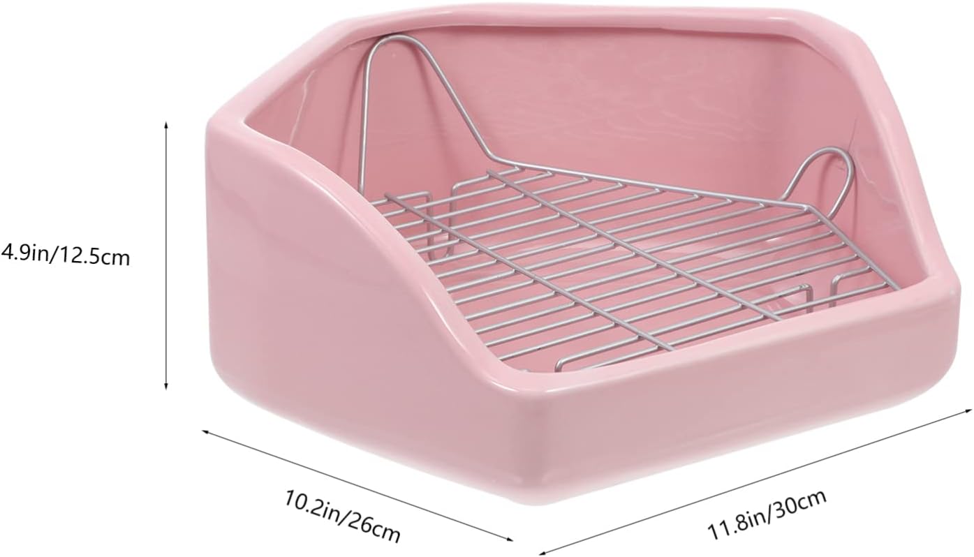 Rabbit Toilet Oversized -Tipping Toilet Rabbit Potty Training Pet Training Small Potty Tray Guinea Pig Bedding Litter Ceramics Pink Spray Urine