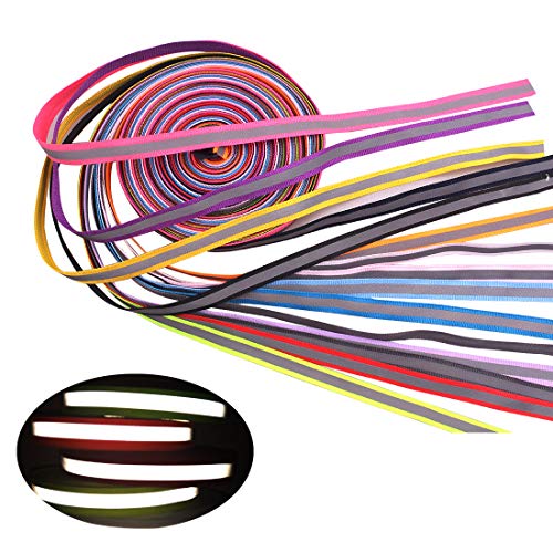 Sew on High Visibility Reflective Fabric Tape Ribbon 15colors x 2Yards (Width -10mm)