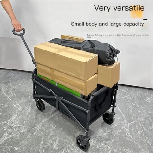 CHEMYO Strandtrolley, Campingwagen, zusammenklappbarer mobiler Wagen, Einkaufswagen für Outdoor-Camping, Picknickwagen, tragbarer Anhänger, Campingwagen, Trolley-Wagen (schwarz) – Bild 6