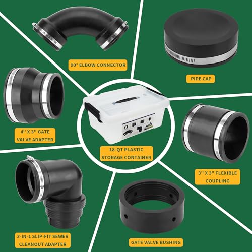 Image of RV and Camper Sewer Waste Plumbing Connection System Kit with Slip Fit Coupling Adapter, for 3inch PVC Pipe RV Sewer Hose Fittings RV Sewer Adapter