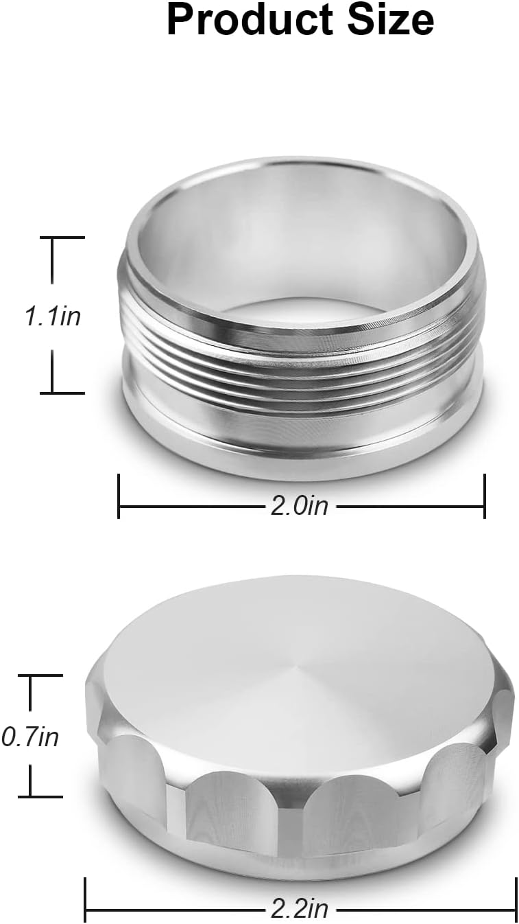 OD 2"/50.8mm Aluminium Alloy Fuel Cap Weld On Filler Neck Oil Tank Cap Silver