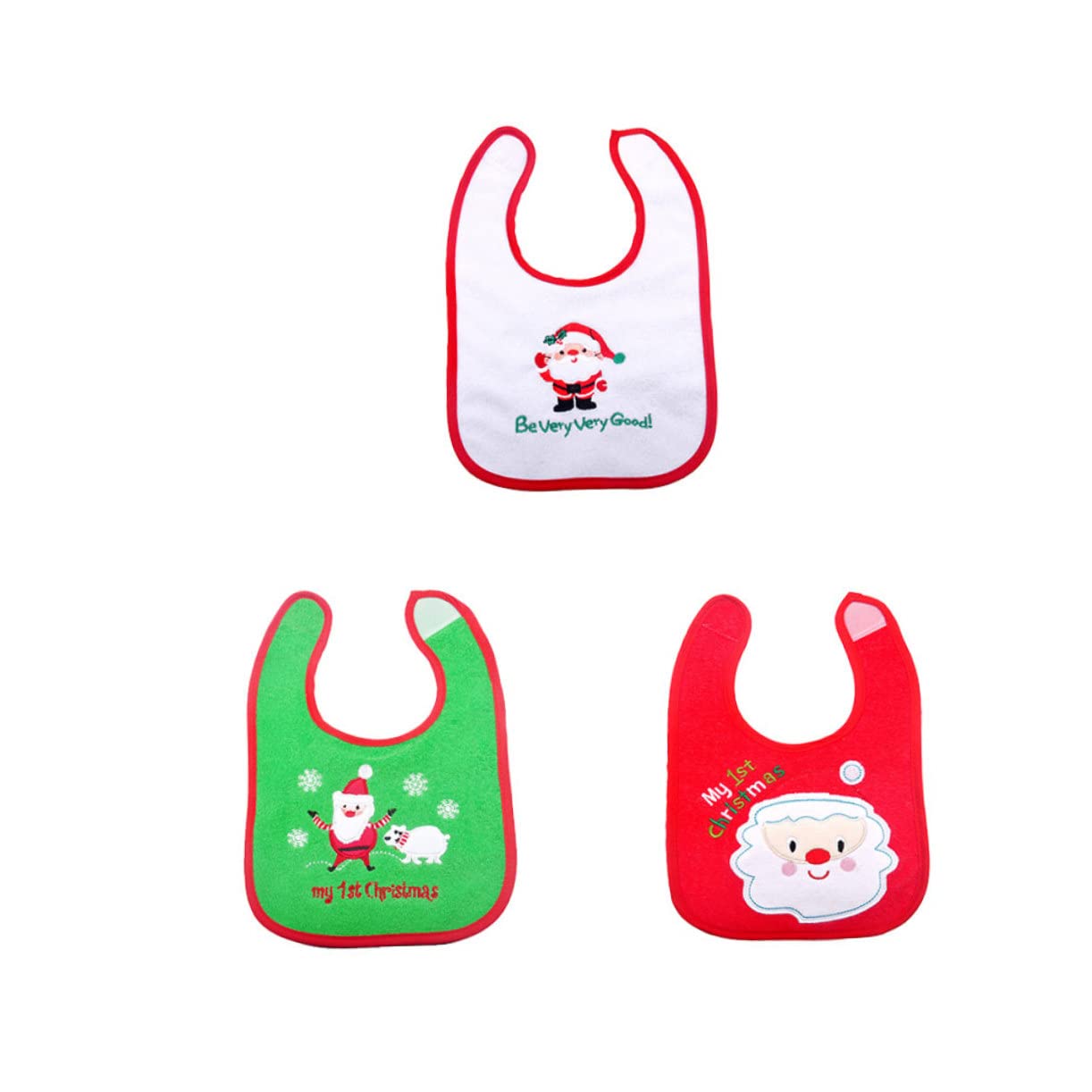 ibasenice 9piezas Baberos De Alimentación Para Bebés Diseño De Santa Claus Impermeables y Bolsillo Para Comida Divertido y Para Navidad