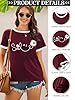 Yihelian Tshirts Women Crew Neck Top Ladies Daisy Print Short Sleeve Tee Shirt Summer Smile Letter Printed Shirts Wine Red #4