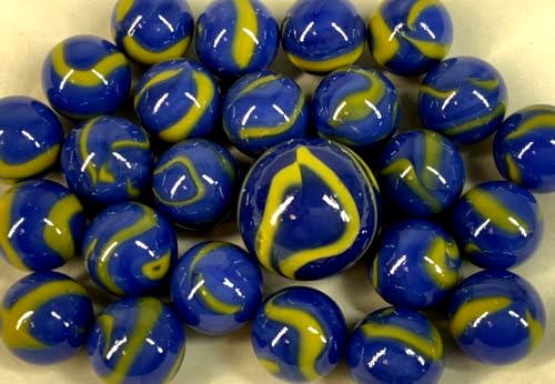 25 Marbles Angelfish Blue Stripes Yellow Glass Game Pack Shooter
