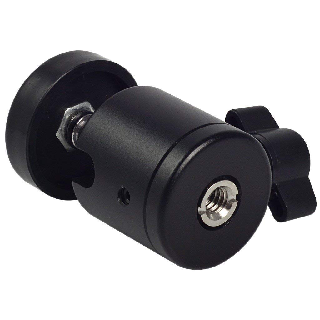 MAKECELL 360 Degree Aluminium Alloy Body Rotating Swivel Mini Tripod Ball Head with 1/4" Screw Thread Base Mount for Lighter DSLR Camera Camcorder - Black