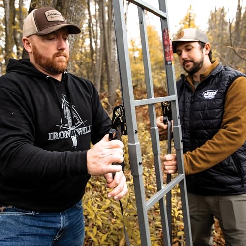 Rivers Edge Uppercut LS 1-Man Ladder Stand, 22'3" Height, Lockdown Strapping System, Flip-Up TearTuff Mesh Seat, 27" Deep Platform, Flip-Out Footrest, 2-Way Adjustable Shooting Rail, RE671 - Image 5