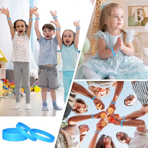 Image of Morcheiong 12 Pieces Silicone Bracelets- Light-Blue Color Blank Rubber Wristbands for Adults Teen Party Favors
