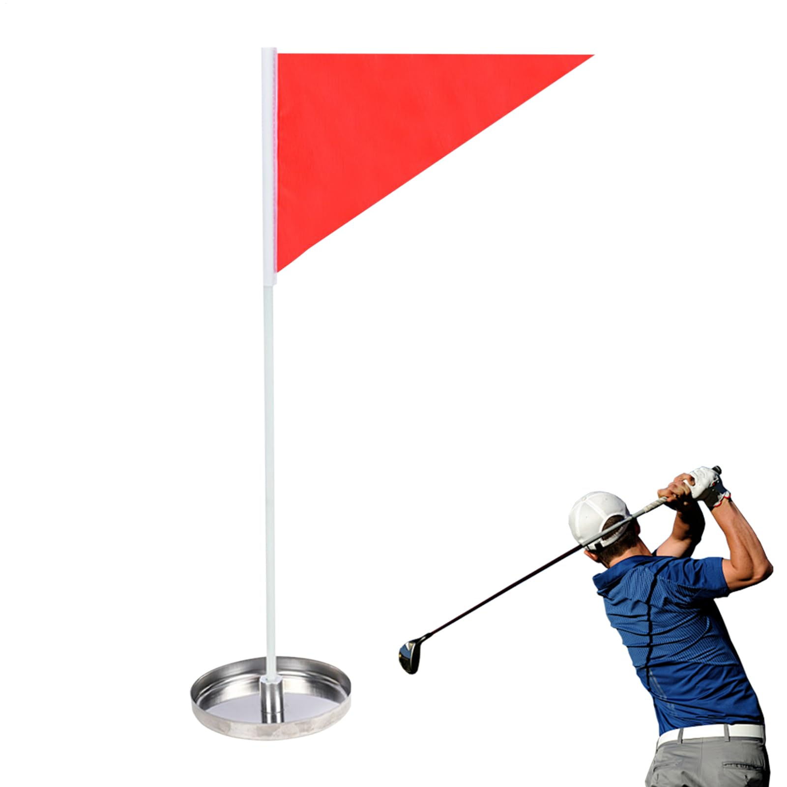 Bandera de agujero, entrenador de poner, juego de objetivos de práctica, construcción de presión de acero inoxidable, uso en interiores y exteriores para patio trasero o rango, tamaño de la bandera