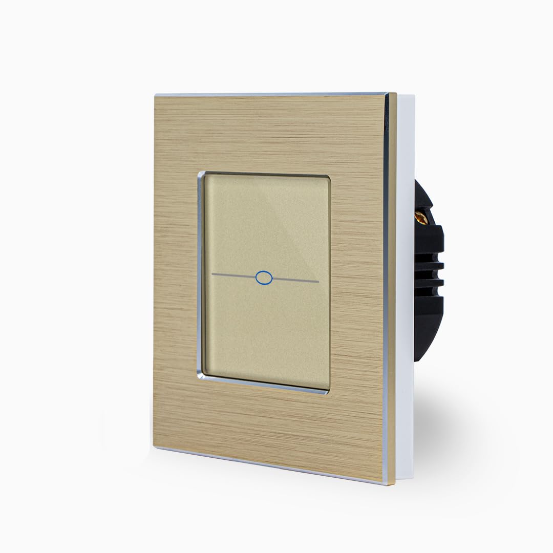 Smart - Interruptor de luz táctil con WiFi, 1 posición, marco de aluminio, 1 vía, interruptor de pared para Alexa Google Home IFTT Tuya App controlado Luxus-Time