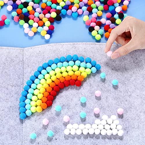 Image of KRAFTMASTERS�1CM 100PCS Assorted Pom Poms, Craft Pom Pom Balls, Colorful Pompoms for DIY Creative Crafts Decorations, Kids Craft Project