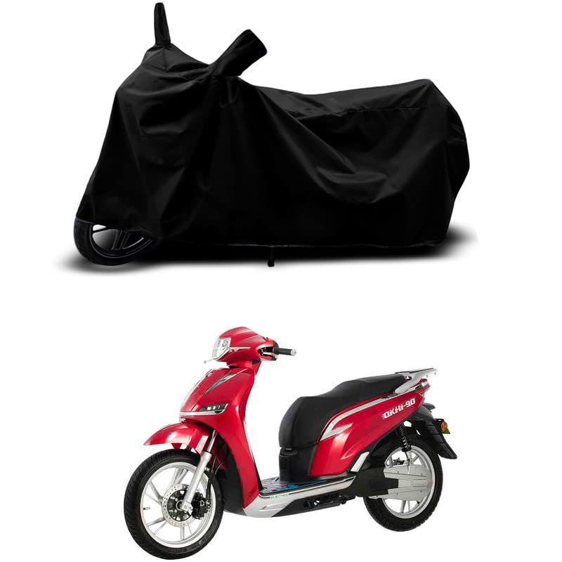 Image of 100% Scratchproof /UV-Rays /Heat Protection /Birds Dropping /Water Resistant /Dust Proof /Waterproof /Full Bike Scooty Two Wheeler Body Cover Compatible for Okinawa Okhi90 STD All Varients[Black]
