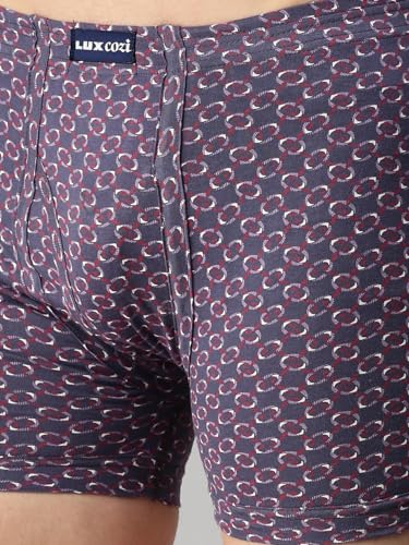Image of Lux Cozi Men's 100% Cotton Printed Inner Elastic Long Trunk | Printed Long Trunk for Men | Color and Print May Vary | Long Trunk for Men Pack of 2