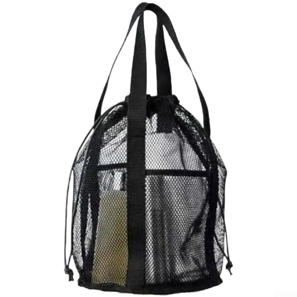 Borsa da spiaggia pieghevole in rete grande organizer da viaggio impermeabile per nuoto palestra 48 x 39 cm (misterioso nero A)