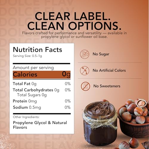 Image of Dolce Flav Natural Hazelnut Extract - 1 Gallon Water-Soluble Kosher, Sugar-Free, Concentrated Toasted Hazelnut Flavoring for Coffee, Baking & Desserts