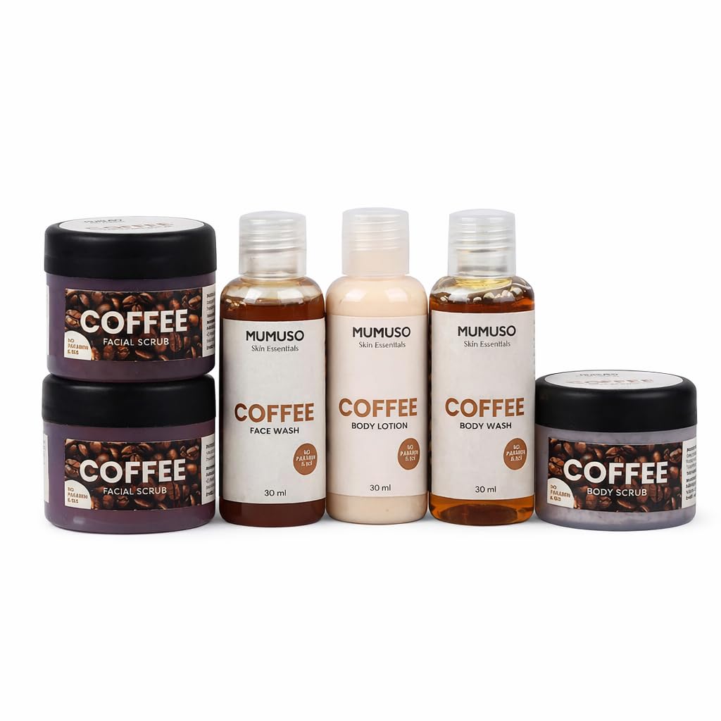 Mumuso Wanderlust Coffee Travel Skincare Kit for Men & Women | Face Wash, Body Wash, Lotion, Gel, Scrub Set | Natural Mandarin Extract | Paraben & SLS Free | Travel Size Kit with Pouch (6 Items)-image-30