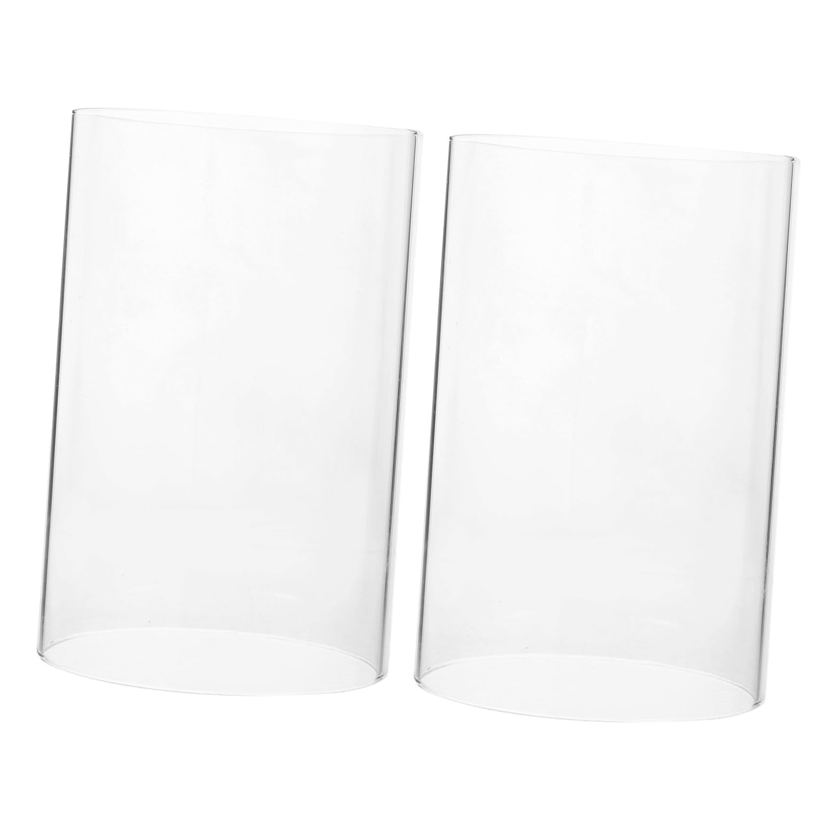 2pcs Glass Cylinders Glass Candle Cylinders Candle Holder Glass Tall Glass Candle Holder Glass Holder Glass Candle Holders Clear Glass Candle Covers Clear Open Ended Candle Shades