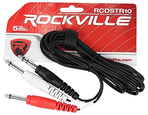 Cable Rockville 1/4" TRS a Dual 1/4" TS 3 m miniatura 1