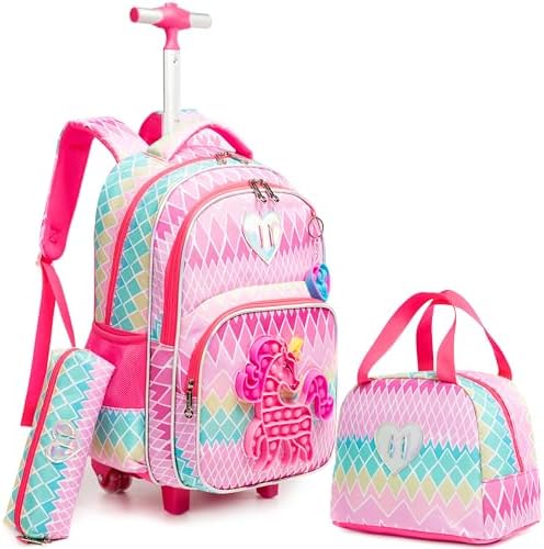 Meetbelify Cute Unicorn Rolling Backpack for Girls Backpacks with...