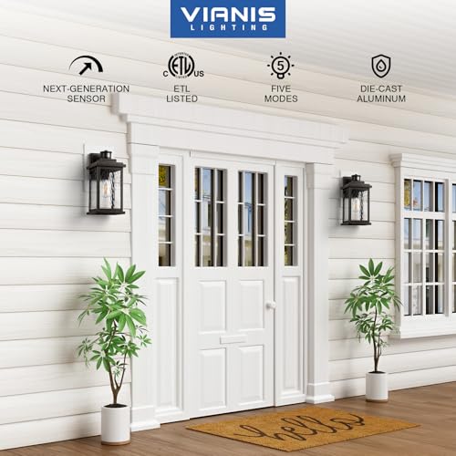 Image of VIANIS Advanced Motion Sensor Light Outdoor, E26 Exterior Lighting Fixtures | Easy-to-Install, Durable Aluminum, Water Glass, Waterproof Large Bronze Porch Lights Outdoor for Porch, Garden, Front Door