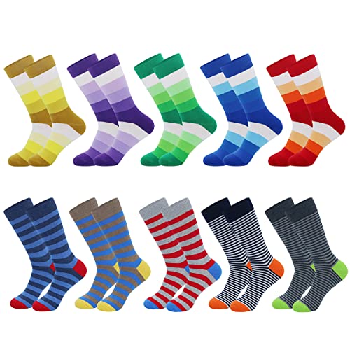 Image of HHX YONLEE Dress Socks 5 /6 /10 Pairs Crew Argyle Colorful Cotton Novelty Casual Happy Fun
