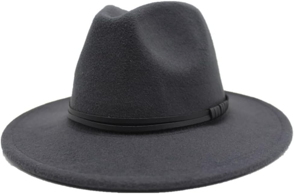 Wide Brim Wool Felt Fedora Hat, White with Pearl Chain Band, Western Style
