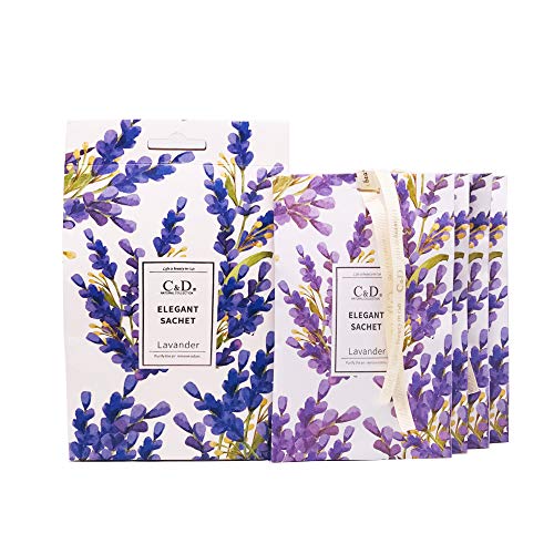 4 Packs Lavender Scent Sachets for Drawers and Closets Made with Dried Corn Cob Infused with Essential Oil, Car Scents Air Freshener, Natural Odor Absorber, Odor Eliminator, Delightful & Long Lasting