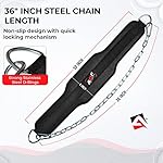 AQF Dip Belt for Weightlifting - Weight Belt with 36" Heavy Duty Steel Chain - Neoprene Padded Back Support Gym Lifting Belt for Powerlifting, Bodybuilding, Squat, Fitness & Pull up Training - Image 3