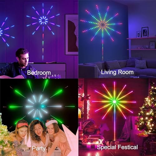 Image of URM Enterprises 3 Meter LED Strip Lights for 32-65 inch TVs, 16 Color USB LED Strip Lights RGB /IC Color Changing Music Sync Smart LED Light Strips,Bluetooth App Control TV LED (Firework Sterip Light)