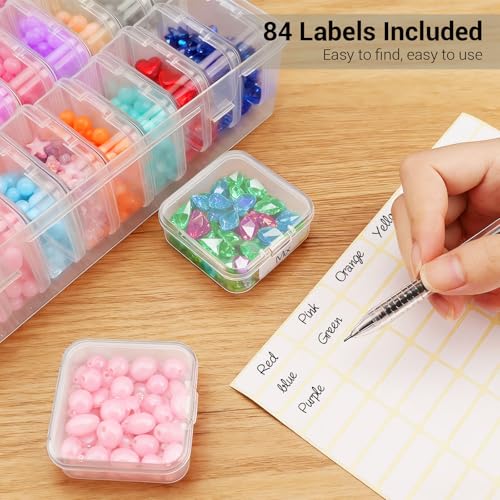 Image of Bead Organizer Box, 30 Pcs Small Beads Storage with 84 Label Stickers, Clear Plastic Small Containers for Jewelry Making, Diamond Painting, DIY Art Crafts, Bracelet Making, Nail Rhinestones, Seeds