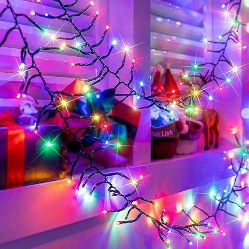 Quntis Cluster Lights for Christmas Tree, 760 LEDs 25FT Multi-Colored Cluster Christmas Lights, 8 Modes Outdoor Indoor Twinke Christmas String Lights for Garland Wedding Party Decoration, UL Listed