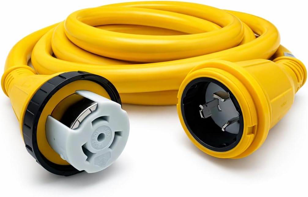 50 Amp Marine Shore Power Cord SS2-50P to SS2-50R - 50 Amp Shore Power Cord Boat Power Cable - 125/250V Marine Power Cord - 15Ft Boat Shore Power Cords - 50A 6/4 Male to Female Power Cord