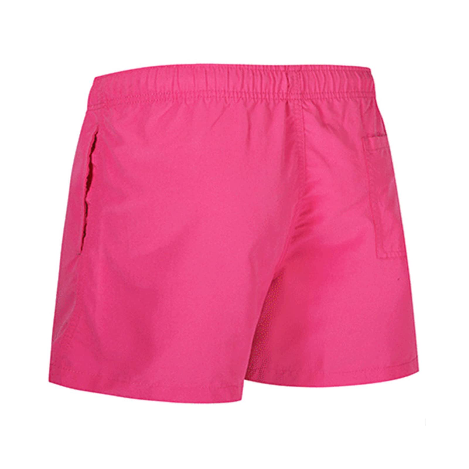 Mens Elastic Waist Swim Trunks Solid Volley Swimwear Bathing Suit Boardshort Drawstring Athletic Beach Shorts (Red 2,X-Large)