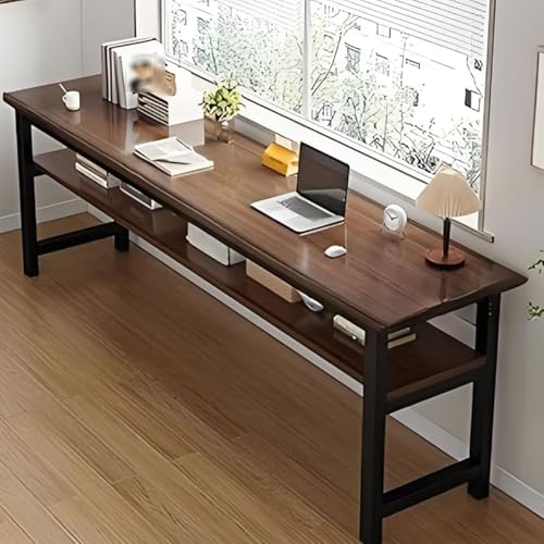 Escritorio de oficina extra grande, escritorio doble de madera para computadora con estantes de almacenamiento, mesa de escritura moderna para oficina en casa, 160 cm