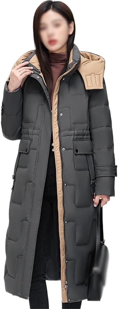 Winter Down Jacket Women's Medium-length Knee-length Removable Cap Straight Loose Thickened Jacket
