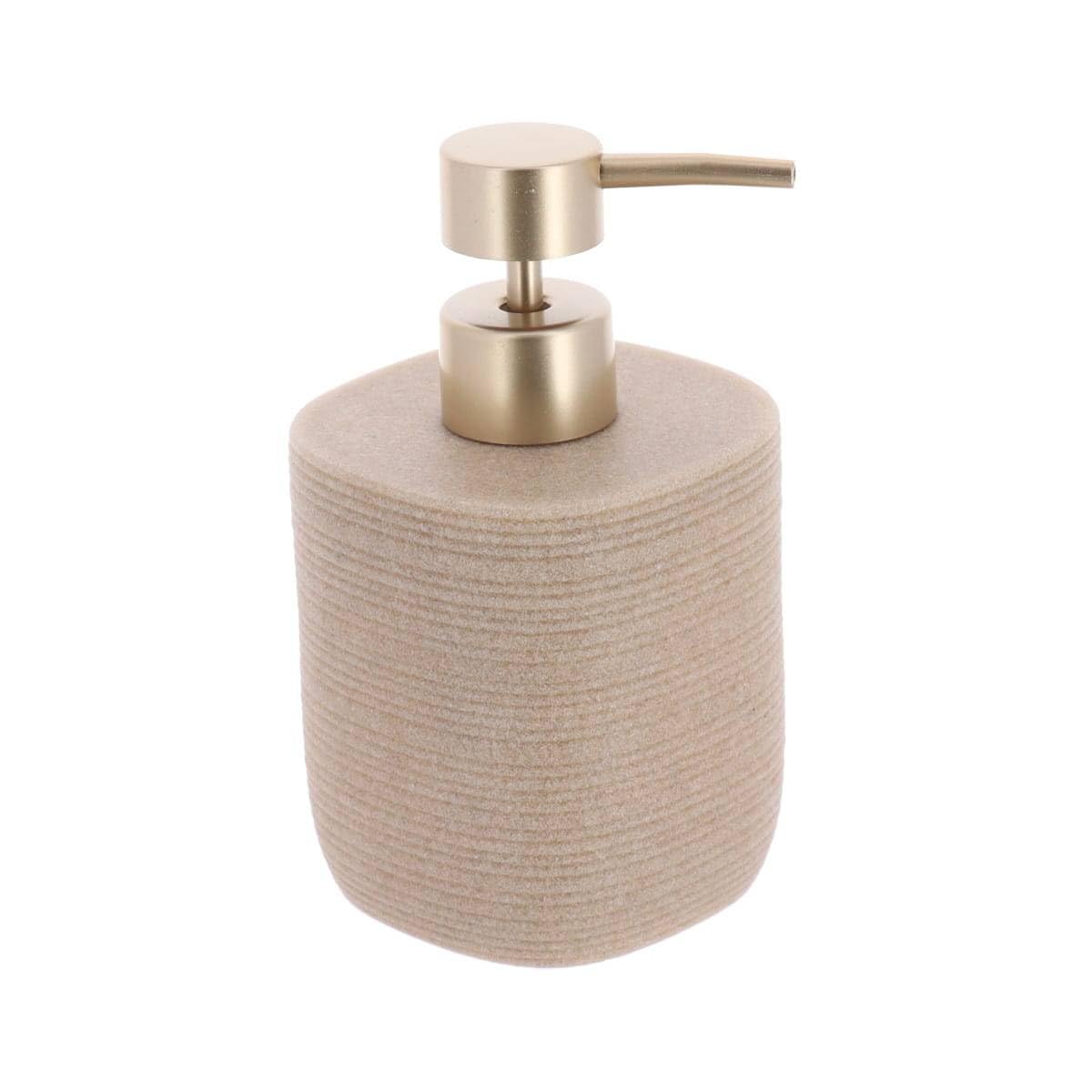 Tendance - 400ml Polyresin Ribbed Soap Dispenser - Beige - Bathroom - Freestanding Bathroom Accessory