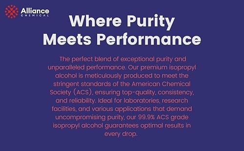 Isopropyl Alcohol 99.9% - Acs Reagent Grade - 1 Gallon - (4) 32 Fl Oz Bottles - High Purity Lab Grade Rubbing Alcohol - Made In America - Alliance Chemical #TOP2