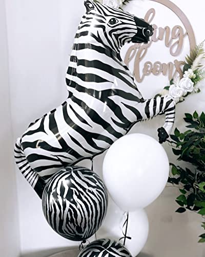 Lhoavwe 40IN ZEBRA Big 40 Inch Zebra Balloons Helium Zebra Shaped Balloons Wildlife Animal Zebra Balloons For Jungle Safari Themed Kids Birthday Party Decorations thumb #2